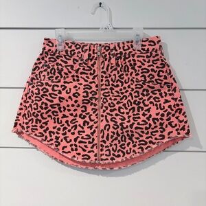 Carmar Animal Leopard Print Distressed Denim Mini Skirt Like New 27 Full Zipper